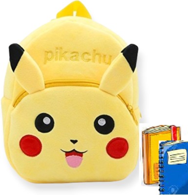 AMANVANI Pikachu Kids Bags For School 10Ltr Baby/Boys/Girls Velvet Backpack (Yellow ) 10 L Backpack(Yellow)