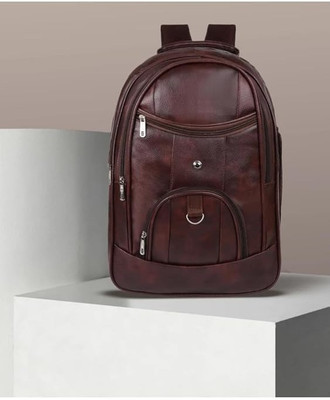 FLY BOYZ Vegan Leather Laptop Backpack for Men & Women | Stylish Office & Travel Bag 30 L Laptop Backpack(Brown)