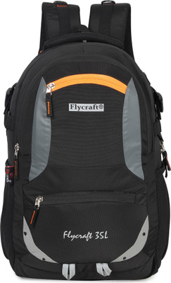 Flycraft simna.1378/1 black orange spacy unisex laptop backpack & travel,office bags with rain cover and reflective strip style 30 L Backpack(Black, Orange)