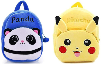 Aveek BM-Latch_combo of 2 blue panda, yellow pikachu_791 12 L Backpack(Multicolor)