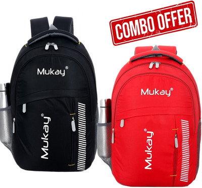 mukay Combo Pack of 2 Unisex Backpacks Designed for School, College, Office, Travel 35 L Backpack(Grey, Green)
