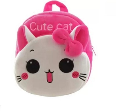 Frantic Kids Soft Animal Cartoon Velvet Plush School Bag(Pink Cute Cat_B) 4 L Backpack(Pink)