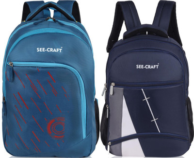 SEE-CRAFT school collage travel office backpack 35 L Laptop Backpack(Blue, Blue)