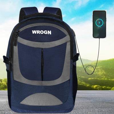 WROGN Large 40L Laptop Backpack ASHER Unisex Backpack with USB Port and Rain Cover 40 L Laptop Backpack(Blue)