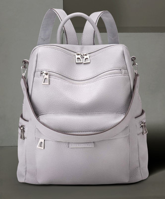WomenBuzz Backpack Purse for Women Convertible Travel Vintage PU Leather Bag(Matte) 25 L Backpack(Grey)