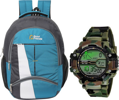 Capitalpoint for Boys Girls/Office School College Students,Digital Watches Combo 35 L Backpack(Blue)