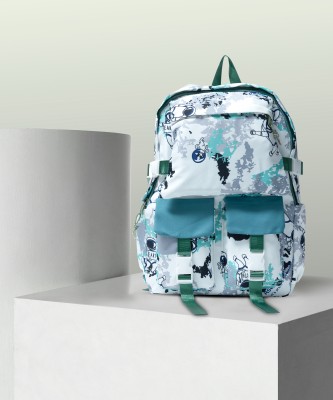 DONICY White&Green Graphic Reversible Bacckpack 35 L Backpack(Green)