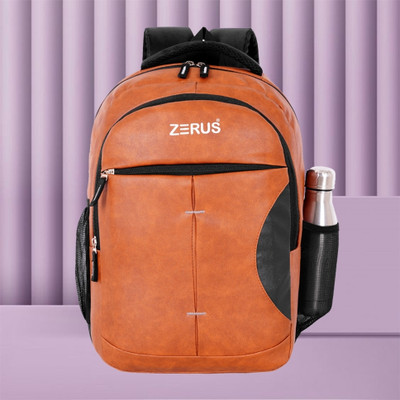 ZERUS Durable Stylish PUF4 Leather Backpack Office Bag for Men Women 35 L Laptop Backpack(Tan)