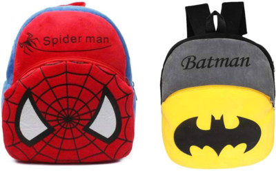 Aveek AVK_combo of 2 red spiderman, grey batman_1196 10 L Backpack(Multicolor)