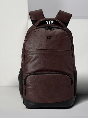 Gear VINTAGE2 ANTI THEFT FAUX LEATHER 28 L Laptop Backpack(Brown, Black)