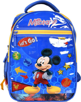 KUBER INDUSTRIES Polyester Waterproof Shiny Disney Mickey Mouse Print Backpack,16 Inch(Navy Blue) 18 L Backpack(Blue)