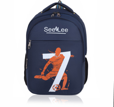 SeeNLee Silver Zipper Backpack with Block Stitch Front Detailing 32 L Backpack(Blue)