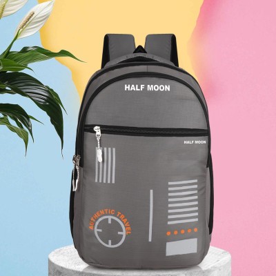 Half Moon 35L Backpack Water Resistant Multi Compartment use for School, Travel, collage, 35 L Laptop Backpack(Grey)