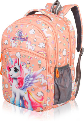 PERFECT GENIUS Unicorn Printed Kids School Bag for Girls / Boys | 3 to 9 Years 24 L Backpack(Orange)