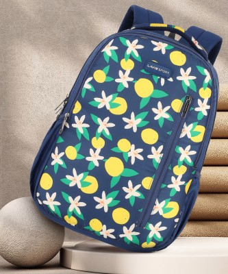 Lavie Sport Lime Floral Printed School 32 L Backpack(Blue)