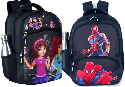 AM Creation Kids Combo bag School Backpack Spacy Bag unisex backpack 22 L Laptop Backpack(Black, Multicolor)