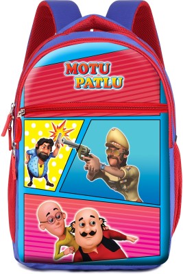 Ronaldo Motu Patlu Kids Backpack School Bag best for Girls & Boys 4-8 Years 25 L Backpack(Blue, Red)