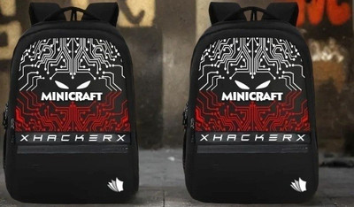 Minicraft Hacker Edition Bag with 2 Secret Pockets Large Size Laptop Backpack, 28 L Laptop Backpack(Black)