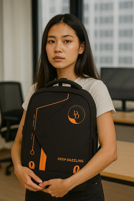 DEEP DAZZLING Travel / School /Collage / Office And Multipurpose Bag Reflective Strip 30 L Laptop Backpack(Black, Orange)
