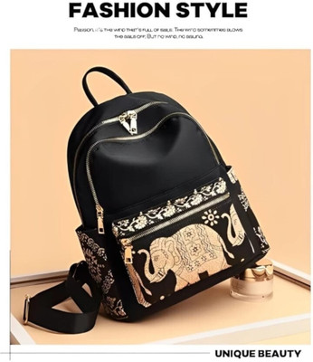 JAISOM Elephent Print Classic Bag For Women Backpack For Women & Girls 15 L Backpack(Black)
