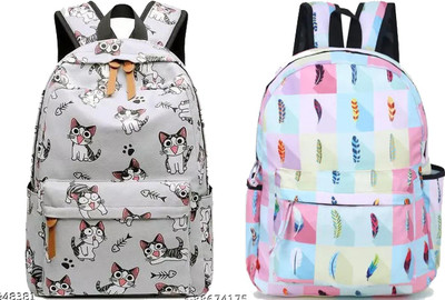 Amit RI-CREAMCAT-LEAVEPRINT 15 L Laptop Backpack(Multicolor)