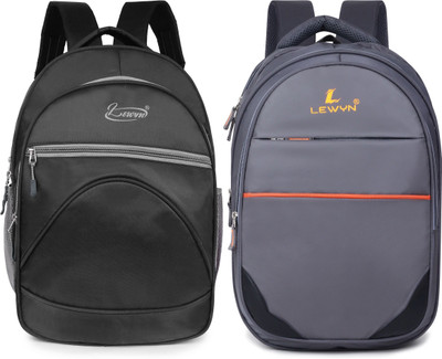 LEWYN Casual Bag With Rain Cover For School/Collage/Office Waterproof 25 L Laptop Backpack(Black, Grey)