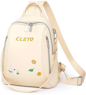 Cleto Cream Embroidered Mini Backpack for Women – Cute Design Bag 20 L Backpack(Beige)