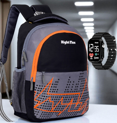 Right Flex Light Weight Trendy School & College Bag Unisex Casual 35 L Backpack(Black, Grey)