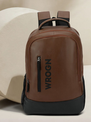 WROGN USB Charging Port, Anti-theft Pocket, 15.5 inches faux Leather 35 L Laptop Backpack(Brown, Black)