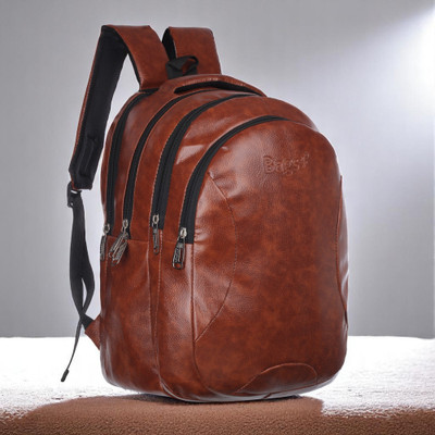 Firstlook Laptop Backpack Classic Leather Laptop Bag For School College Men and Women 45 L Laptop Backpack(Tan)