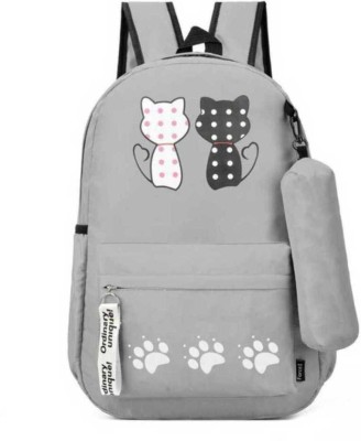 MK Gold Fast Laptop BackpackCasual Backpacks for Girls 15 L Backpack (Double cat shape) Black 15 L Backpack(Grey)