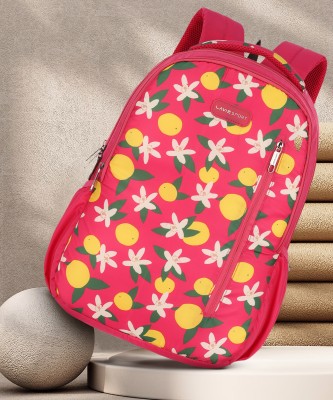 Lavie Sport Lime Floral Printed School 32 L Backpack(Pink)