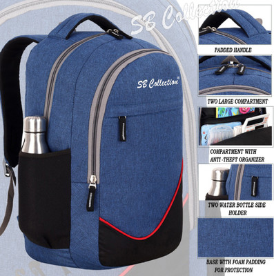 SBCOLLECTION Stylish 4 Zipper Compartment for Daily Use Splash and Dust Proof 35 L Backpack(Blue)