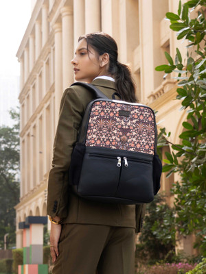 ZOUK Kashmir Blooms Office Backpack 16.5 L Laptop Backpack(Black)