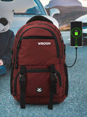 WROGN Unisex with USB Port and Rain Cover 40 L Laptop Backpack(Maroon)