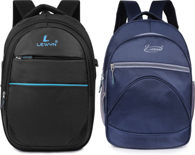 LEWYN Casual Bag With Rain Cover For School/Collage/Office Waterproof 25 L Laptop Backpack(Blue, Black)