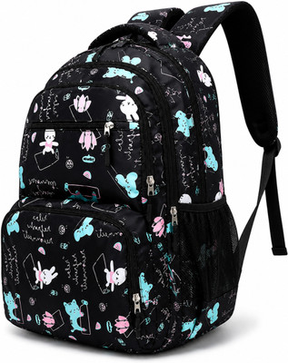 Shishtha Stylish printed backpack for girls 35 L Backpack(Multicolor, Black)