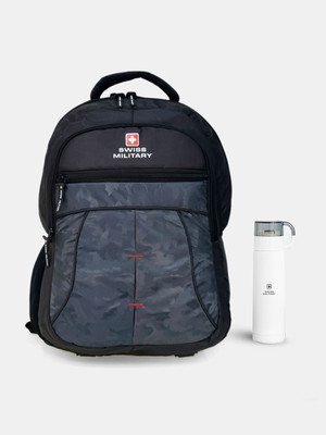 SWISS MILITARY Camouflage Multi-Utility And Thermosteel Cup Flask (Combo Pack) 31 L Laptop Backpack(Black)