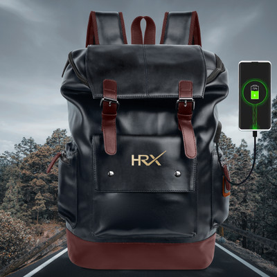 HRX by Hrithik Roshan Leather Anti Theft Casual Laptop Backpack witH USB PORT 35 L Laptop Backpack(Brown)