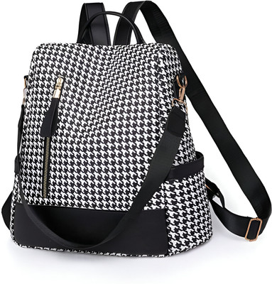 Ayat Fashion Houndstooth Women's Shoulder Bag & Backpack 10 L Backpack(Black)
