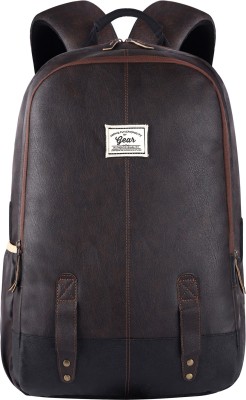 Gear CLASSIC ANTI THEFT FAUX LEATHER 20 L Laptop Backpack(Brown, Black)