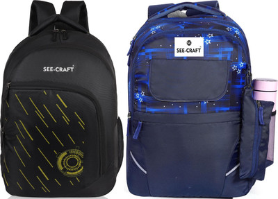 SEE-CRAFT school collage travel office backpack 35 L Laptop Backpack(Black, Blue)