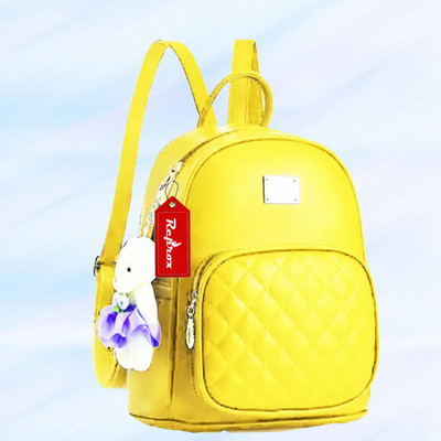 Reprox Girls PU Leather Backpack/School/College/Tution/Coaching Backpack 25 L Backpack(Yellow)