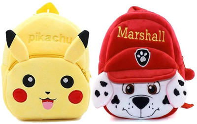 Aveek BM-Latch_combo of 2 yellow pikachu, red marshall_1418 12 L Backpack(Multicolor)