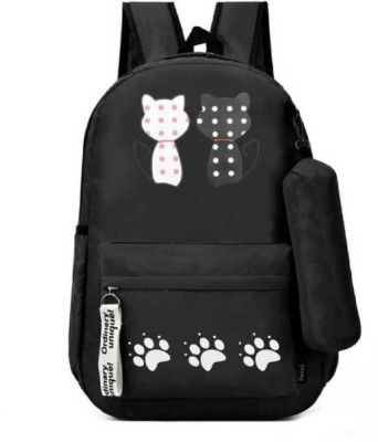 HouseOfCommon black double cat56t_10 15 L Backpack(Black)