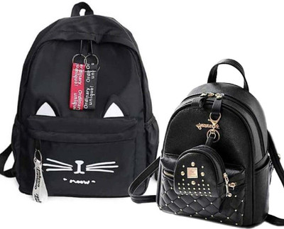 khatushyam collection BLACK FAISHION PARA & BLACK BATUIYA COMBOb 20 L Laptop Backpack(Black, Black)