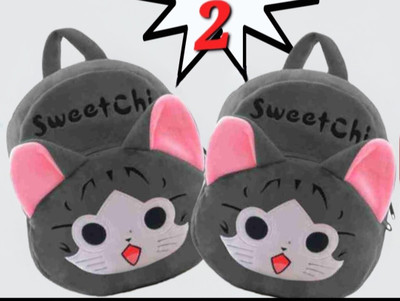 PRMart SWICHI Cute Velvet Plush Cartoon Small School ||Backpack of 1 +1 Free Free Free 10 L Backpack(Pink, Grey)
