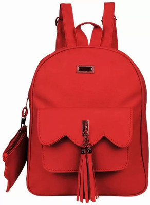 claspNclutch For Girls With Adjustable Strap & 1 Compartment 5.8 L Backpack(Red)