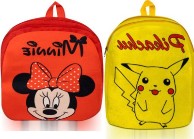 Bluemoon BM-Latch_combo of 2 yellow pikachu, red minnioe_1609 12 L Backpack(Multicolor)