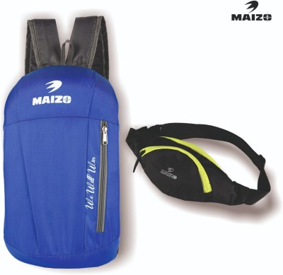 MAIZO Small Backpack with 3-Zip Waist Bag / Fanny Pack 10 L Backpack(Blue)